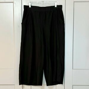 Eileen Fisher Wide Leg Cropped Pants Soft Stretch Pockets Black Women’s Sz Large